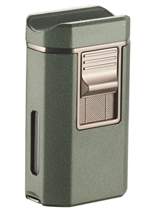 Visol Boulder Quad Flame Green Lighter with Built in Guillotine Cutter, Punch Cutter, and Cigar Rest