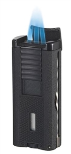 Visol Striker Black Crackle Triple Flame Lighter with Built in Cigar Rest, Punch Cutter, and Cigar Poker