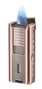 Visol Striker Bronze Triple Flame Lighter with Built in Cigar Rest, Punch Cutter, and Cigar Poker